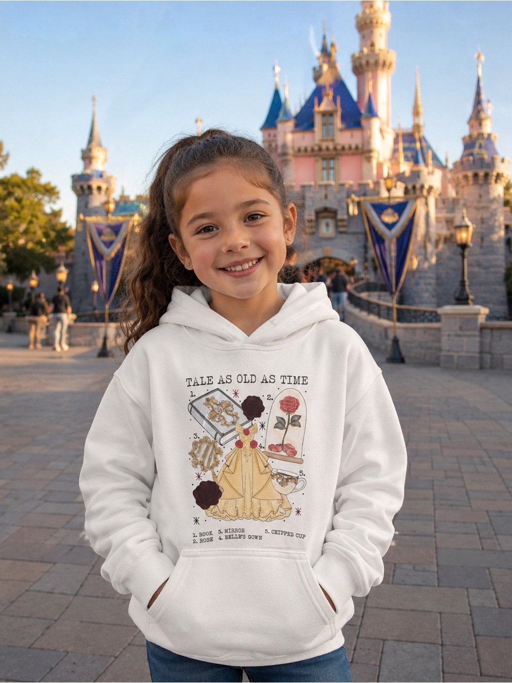 Youth Child Belle White Hoodie Size Small